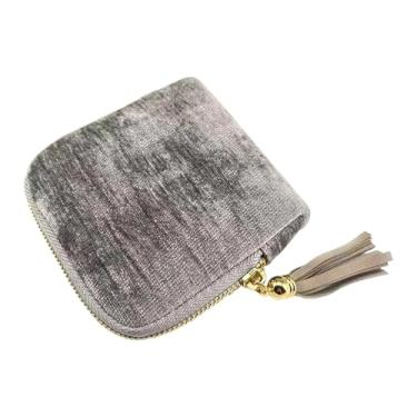 Imagem de Vaveren Estojo organizador de joias pequeno para viagem, elegante, com zíper, para guardar colares, pulseiras e outros objetos pequenos. Ideal para mulheres e, Cinza Prateado