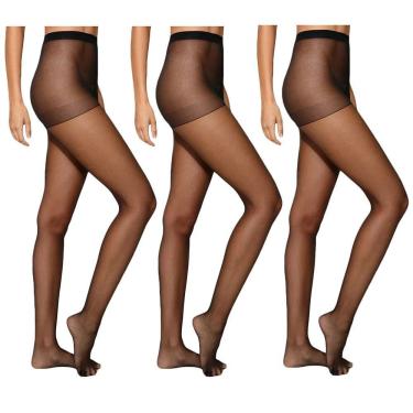 Imagem de Kit 3 Meias-Calças Selene Clássica Fio 15 Plus Size Feminina