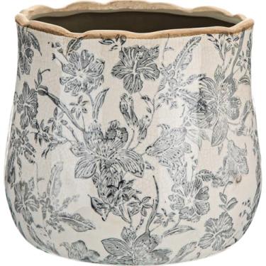 Imagem de Bokon Vaso de cerâmica vintage de 17 cm, vasos decorativos para plantas com esmalte crackle para ambientes internos e externos, cozinha, mesa, prateleira, cornija, casa, decoração de jardim, presente