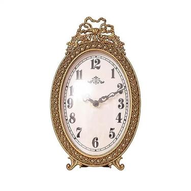 Imagem de Relógio de mesa relógio de mesa retrô gravado metal relógio sala de estar relógio decorativo quarto cabeceira relógio mudo relógios