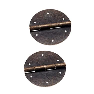 Imagem de Dobradiças de porta 2 peças dobradiças redondas bronze antigo 40 mm60 mm armário caixa de madeira joias presente vinho caixa armário vintage 6 furos liga