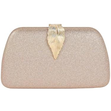 Imagem de TANMESSO Bolsa clutch com glitter para mulheres, bolsa noturna para festas formais, casamentos, bolsas de mão com alça de ombro, Ouro rosa