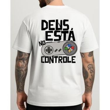 Imagem de Camiseta Masculina Estampa Adonai Está Controle Gamer Algodão Premium Casual Sport Camisa Leve-Masculino