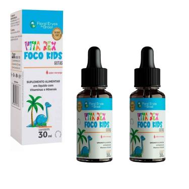 Imagem de Kit 2 Foco Kids Vit B1 B12 Magnésio Selenio Zinco 2x30 ml Morango Floral Ervas do Brasil-Unissex