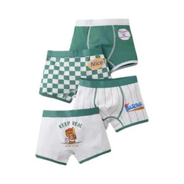 Imagem de Cuecas Boxer De Algodão Para Meninos Com Estampa De Carro E Xadrez, Ca