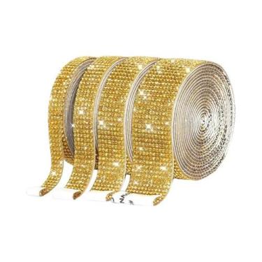 Imagem de Fita Adesiva De Strass Com Cristais E Diamantes, 1 Jarda, Para Artesan