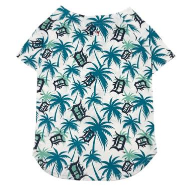 Imagem de Camiseta de beisebol havaiana MLB Detroit Tigers para cães e gatos, roupa oficialmente licenciada para cães e gatos, camisa com estampa de palmeira tropical Dry-Fit, Médio, Camiseta de beisebol para