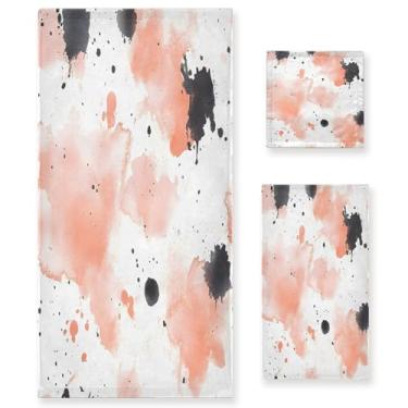 Imagem de xigua Conjunto de toalhas de banheiro com respingos de tinta aquarela absorvente macio 3 peças toalha de banho toalha de mão toalhas decorativas para banheiro, academia, hotel, praia, piscina