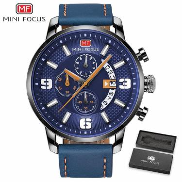 Imagem de Relógio De Pulso Masculino Mini Focus Mf-0025 à Prova D'água Azul
