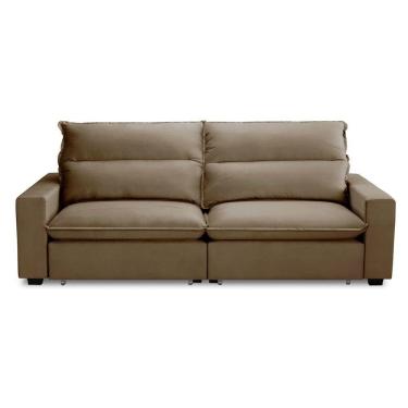 Imagem de Sofá Retrátil E Reclinável 2 Lugares 2,10m Andreza Veludo Lansofbr Capuccino