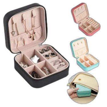 Imagem de Porta Jóias Viagem Couro Estojo De Maquiagem Portátil -Cores