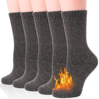 Imagem de 5 Pares de Calcetines EBMORE de Lana Térmicos Gruesos y Cálidos para I