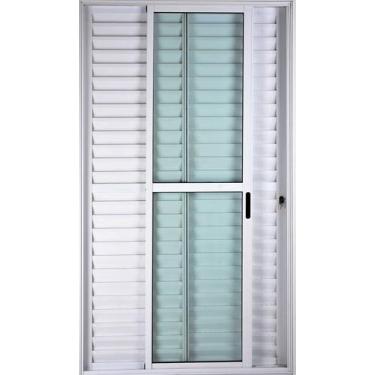 Imagem de Porta de Alumínio de Correr Balcão 3 Folhas 2,10 x 1,20 Linha 25 Com C