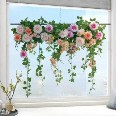 Imagem de Adesivos de janela Fresh Multicolor Flower Vine PVC - yiweisai