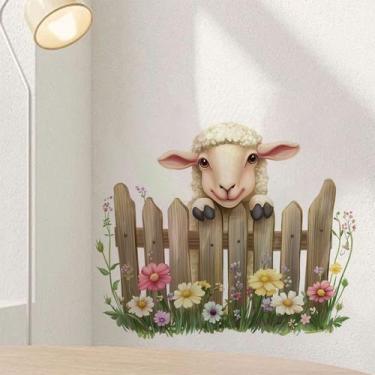Imagem de Adesivos de parede Cute Sheep Farm Animal Decalks PVC 20x60cm - yiweis