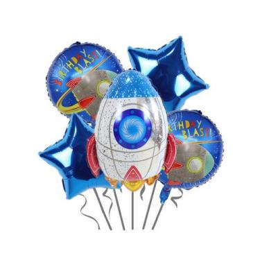 Imagem de Conjunto de balões com tema espacial, 5 peças de papel alumínio para a