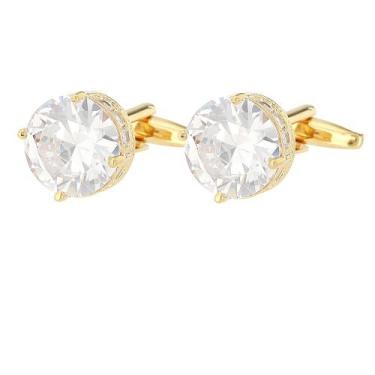 Imagem de Abotoaduras Abotoaduras redondas de ouro de luxo com zircônia de champ