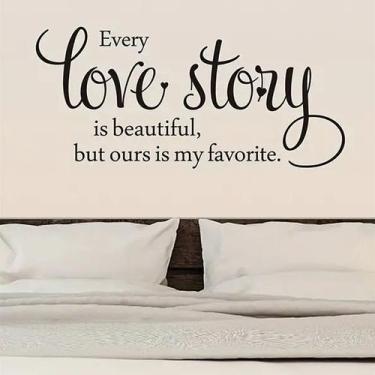 Imagem de Adesivos de parede Every Love Story Romantic Quote 20x55cm PVC - yiwei