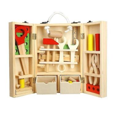 Imagem de Conjunto de brinquedos Wood Repair Toolbox para crianças com mais de 3