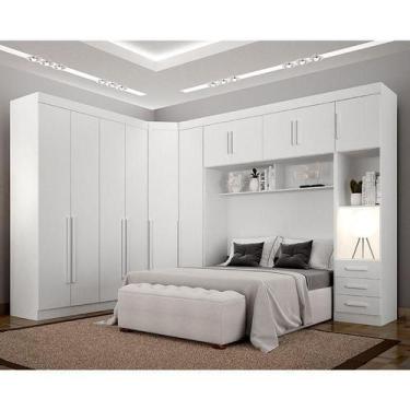 Imagem de Quarto de Casal Modulado 11 Portas Orion Ambiente Branco - Leifer Móve
