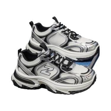 Imagem de Tênis Casuais Masculinos Estilo Retrô Em Malha Respirável Com Aumento 