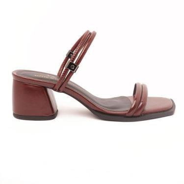 Imagem de Sandália Sapato da Corte Salto Bloco Médio Vira Calce Fácil, S vinho, 