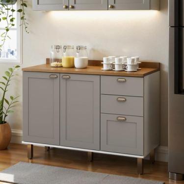 Imagem de Armário de Cozinha Modulada Balcão de Pia 1,20m com Tampo 2 Portas 3 G