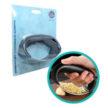 Imagem de Espremedor Amassador Triturador De Alimento Alho De Inox Manual Cozinh