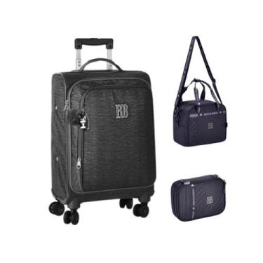 Imagem de Kit Mochila Rodinha Lancheira Estojo Rebecca Bonbon, Preto