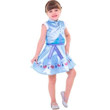 Imagem de Fantasia Frozen Infantil Vestido da Anna Original Disney, G 9 - 12, Az