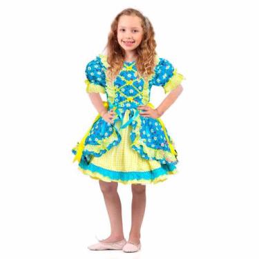 Imagem de Vestido Festa Junina Menina Floral Moderno Com Babados - Fantasias Car