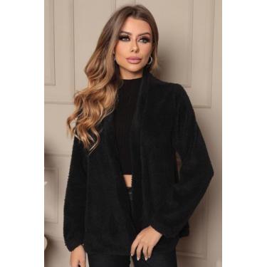 Imagem de Casaco Feminino Teddy We Happy 957 Preto - Preto - G2, Preto, G2