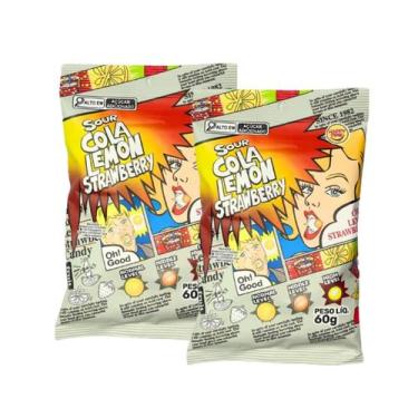 Imagem de Bala Super Azeda Lemon Strawberry Cola Happy Time 60g - 2u