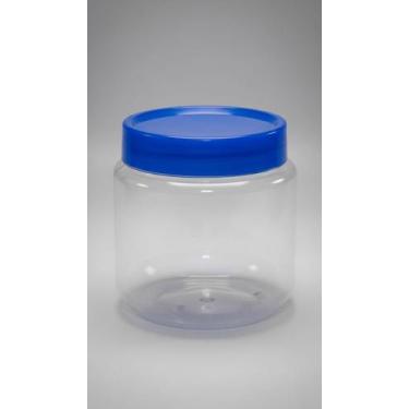 Imagem de Kit 50 Potes Plásticos Transparentes 250g Tampa Azul - Congratulations