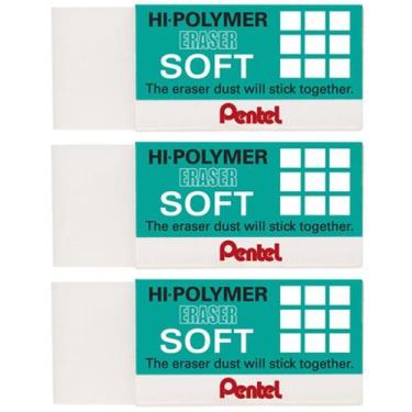 Imagem de Borracha Branca Soft Pentel Hi Polymer Tecnica Escolar 3 Und