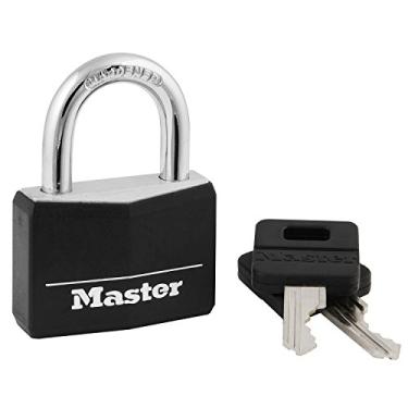Imagem de Master Lock 1 141D Cadeado de latão com capa de vinil preto de 4,7 cm