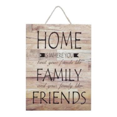 Imagem de Placa Decorativa De Madeira Home, Family And Friends - Urban