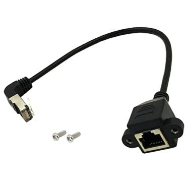 Imagem de Cabo de extensão de rede Qaoquda CAT6, 90 graus RJ45 A macho para fêmea, cabo de extensão de montagem de painel de parafusos, suporte Ethernet Cat 5e/Cat 6-10 polegadas, Upward