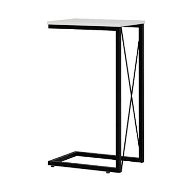 Imagem de Mesa Lateral Alta de Apoio Fixa 30 x 72 Cm Aço Carbono Preto Tampo Branco - CCS