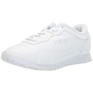 Imagem de Fila Sapato de trabalho feminino resistente à derrapagem com memória viável, Branco/Branco., 6