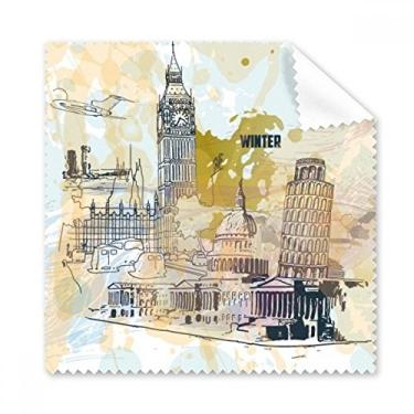 Imagem de Travel Landmark — Pano de limpeza de tela de telefone Big Ben inclinado Torre de Pisa 5 peças