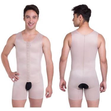 Imagem de Cinta Masculina Pós Cirúrgica Operatório Cirúrgico Ginecomastia Abdominoplastia Lipoaspiração Short Regata Fecho Frontal