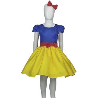 Imagem de Vestido Infantil Princesa de Festa Amarelo e Azul Fantasia