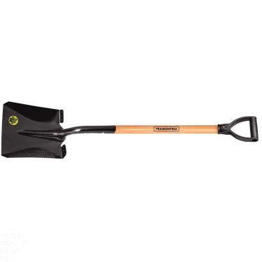 Imagem de Pá Quadrada Tramontina 417/20 em Aço com Cabo de Madeira 71 cm com Empunhadura Plástica Reta Ergonômica Tramontina