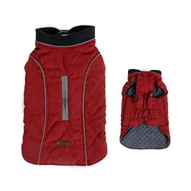 Imagem de Foern Jaqueta para cachorro, roupas quentes com tiras refletivas tiras ajustáveis de algodão à prova d'água, casaco à prova de vento para cães pequenos, médios e grandes, vermelho, GGGG: 30,0