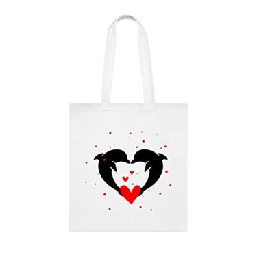 Imagem de Sacola Dolphin Love, presente de golfinho, bolsa de ombro de golfinho, sacos reutilizáveis de golfinho, ideia de presente de cesta de Natal de aniversário, presente para ela, presente
