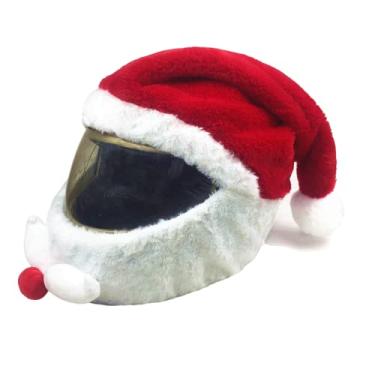 Imagem de Capa de capacete fofa, divertida para todos os acessórios, máscara de proteção feita à mão para motocicleta esqui (Papai Noel)
