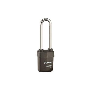 Imagem de MASTER LOCK Cadeado com chave, 22 mm (7/8"), retângulo, preto