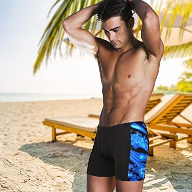 Imagem de Tingpai Calção de banho masculino de secagem rápida Calcinha espo va com co ão Cueca boxer de verão calcinha elástica respirável calcinha calcinha maiô inferior