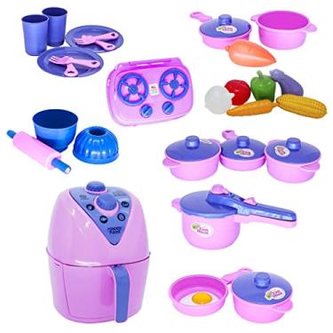Imagem de Cozinha Infantil Jogo de Panela AirFryer Fogão Pratinhos22pç